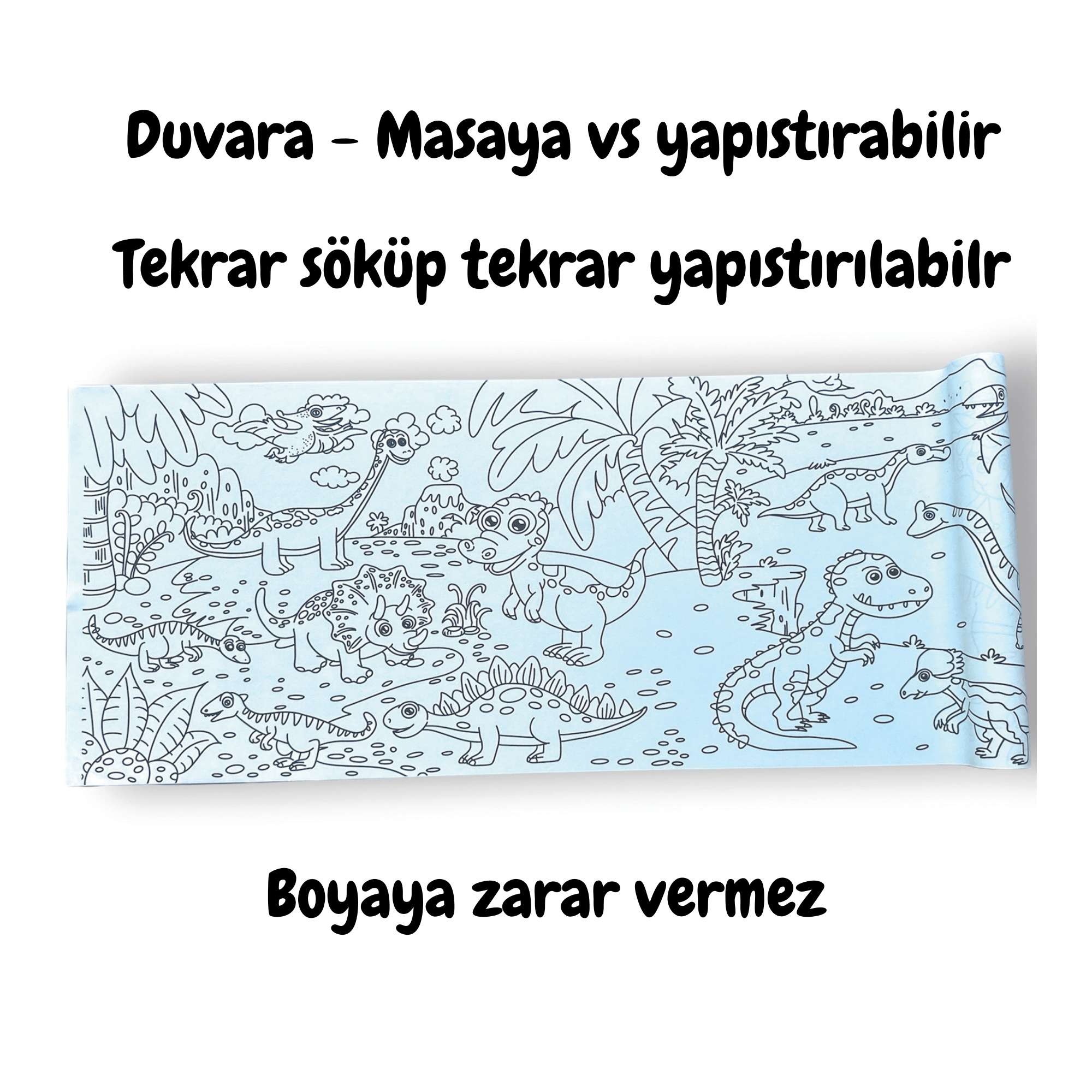 Lino Yapışkanlı Boyama Rulosu (200x30cm) // Age of Dinosaurs