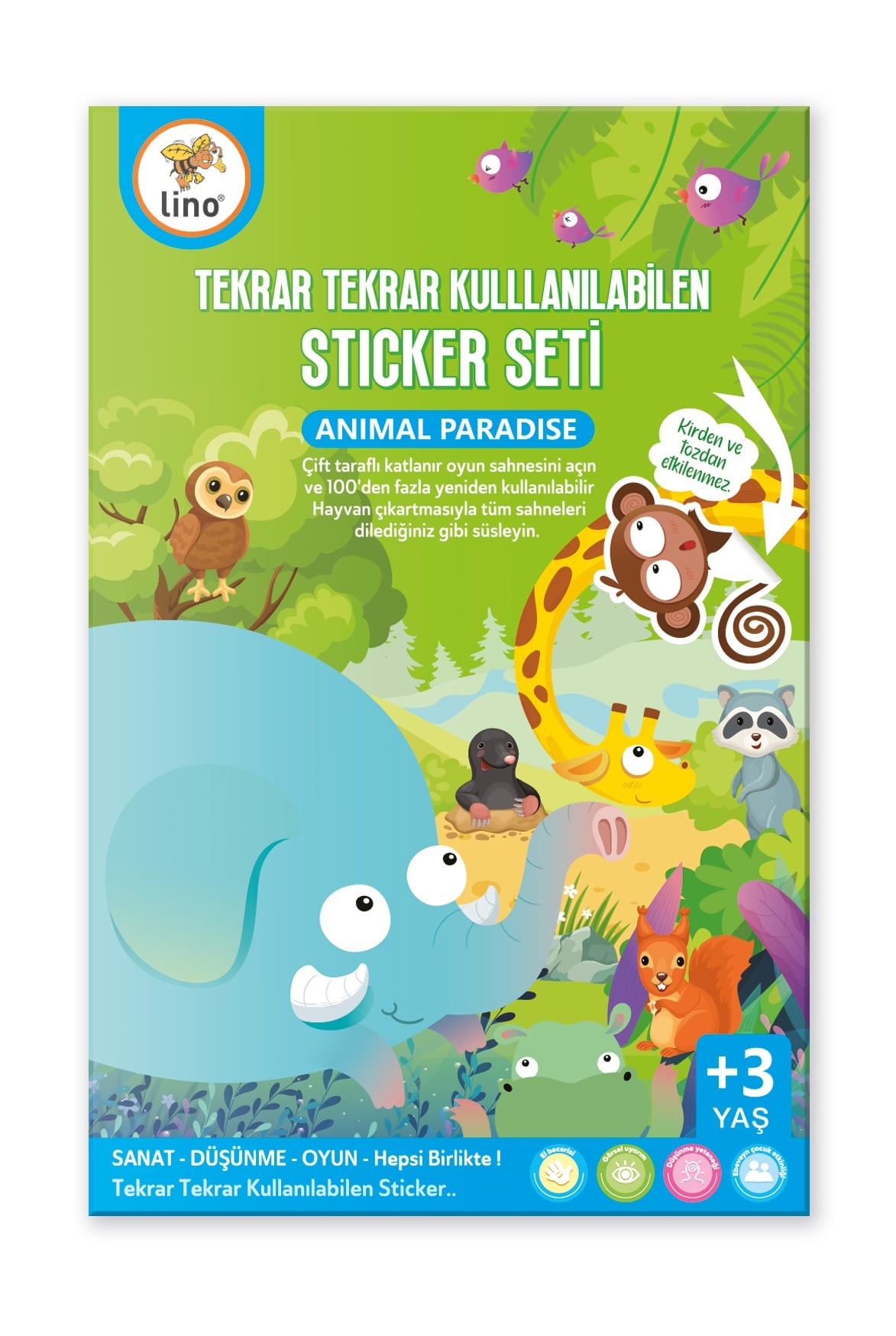 Lino Reusable Tak Çıkar Sticker Kitabı // Animal Paradise