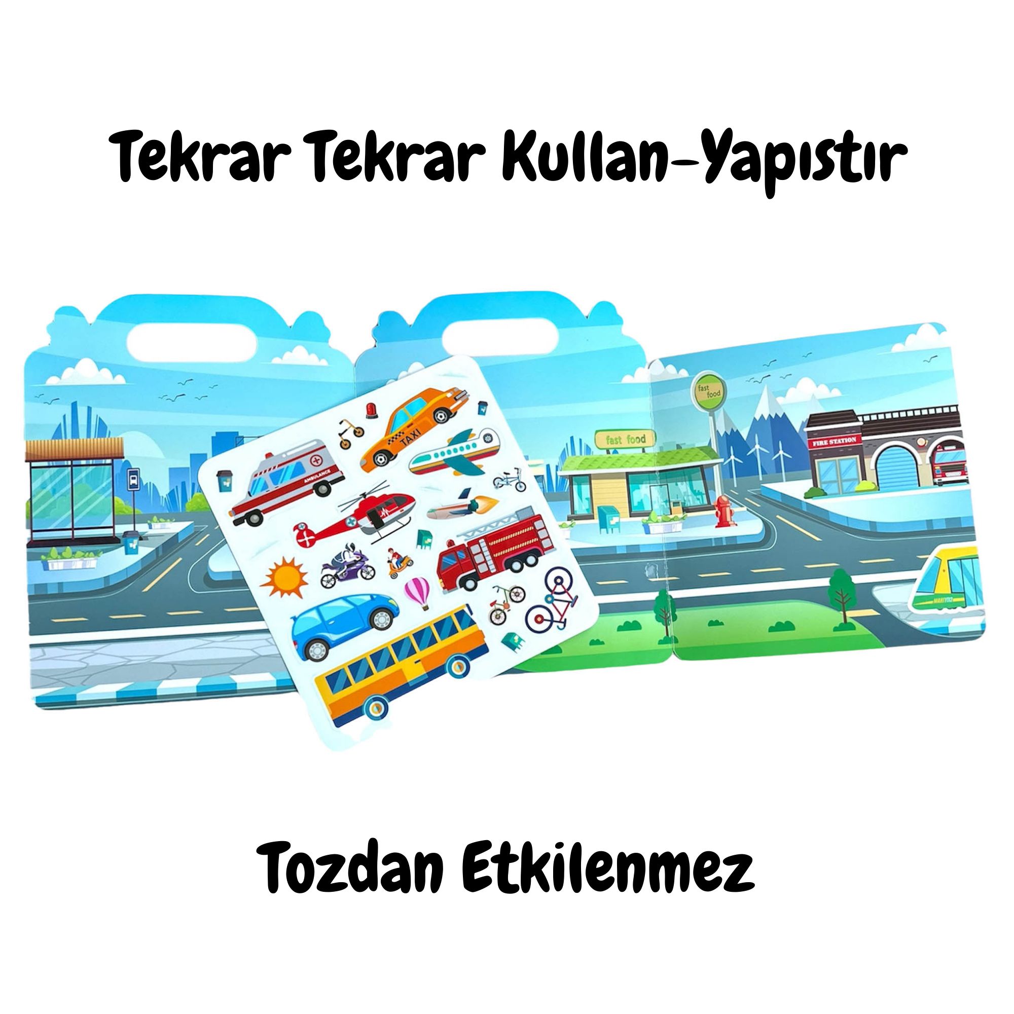 Lino Reusable Tak Çıkar Sticker Kitabı // Vehicles