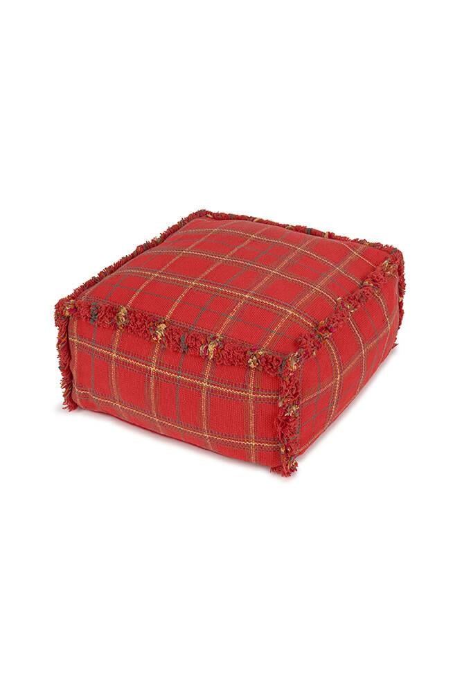Lorena Canals Puf // Tartan - Mapple Red