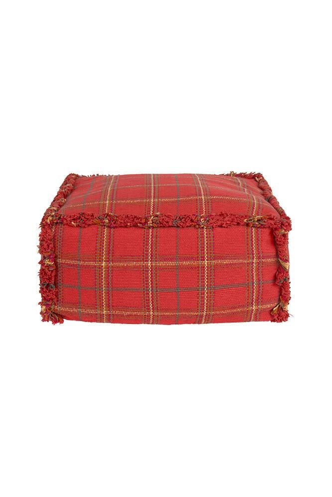 Lorena Canals Puf // Tartan - Mapple Red
