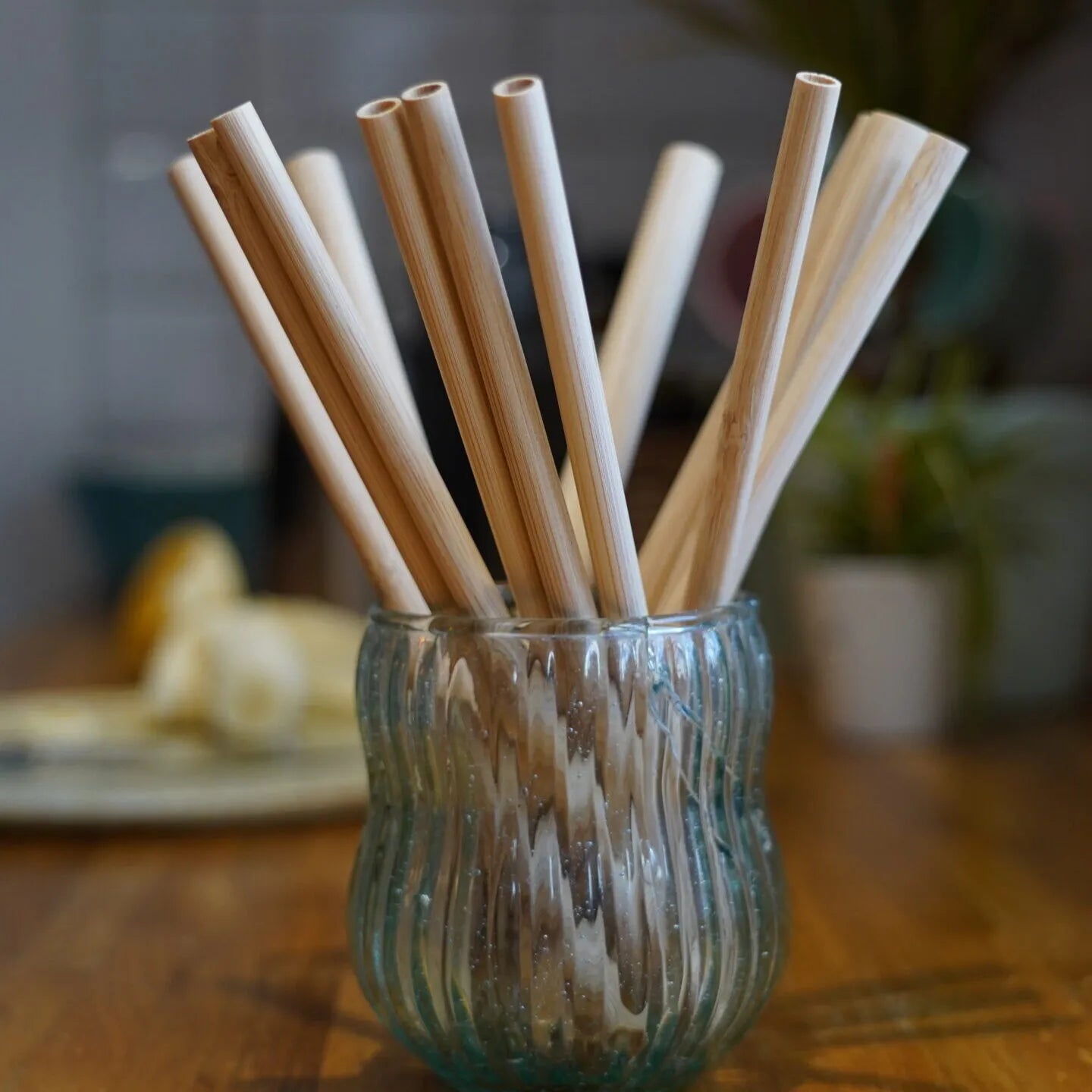 Lund London Bamboo Straws - 12 mm Bambu Pipet Set (8 Adet)