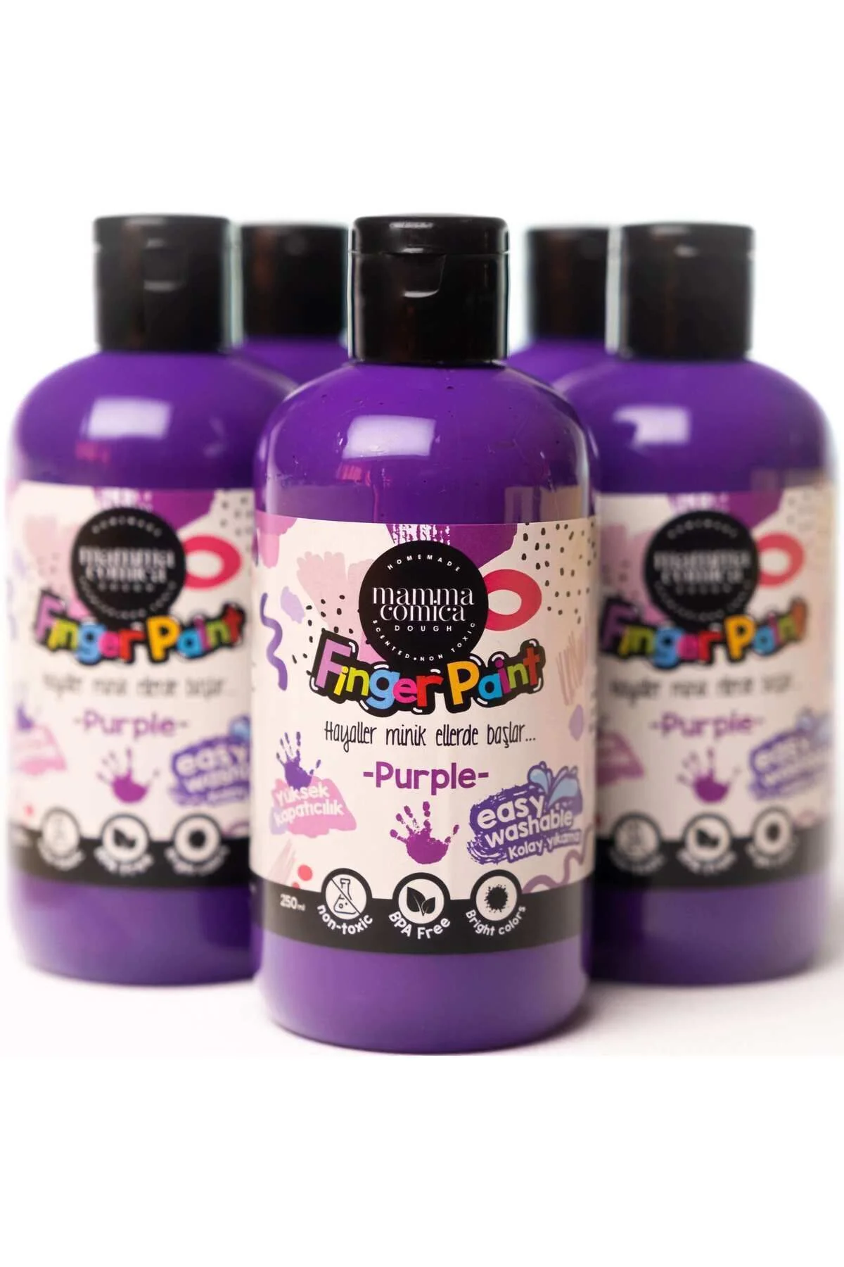 Mammacomicadough Yıkanabilir Parmak Boyası (250 ml) // Mor