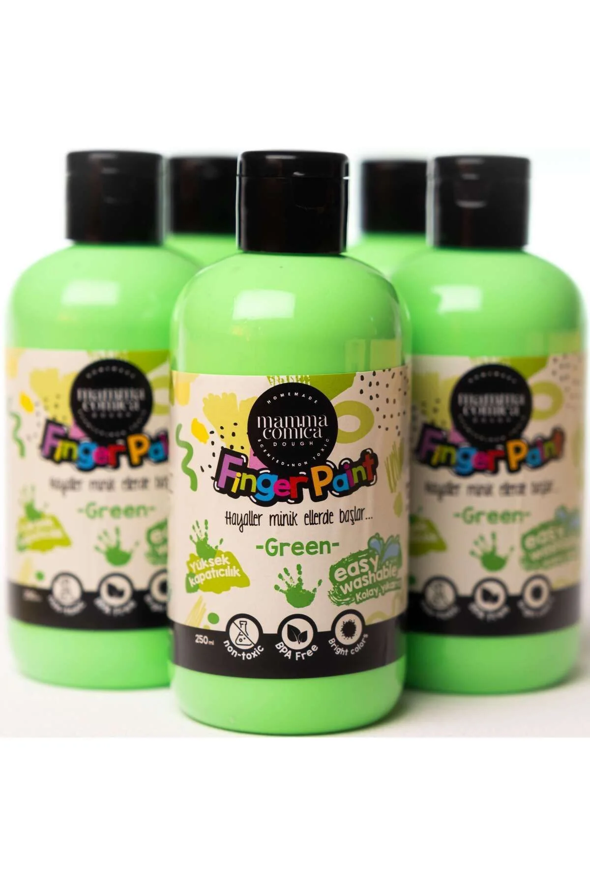Mammacomicadough Yıkanabilir Parmak Boyası (250 ml) // Yesil