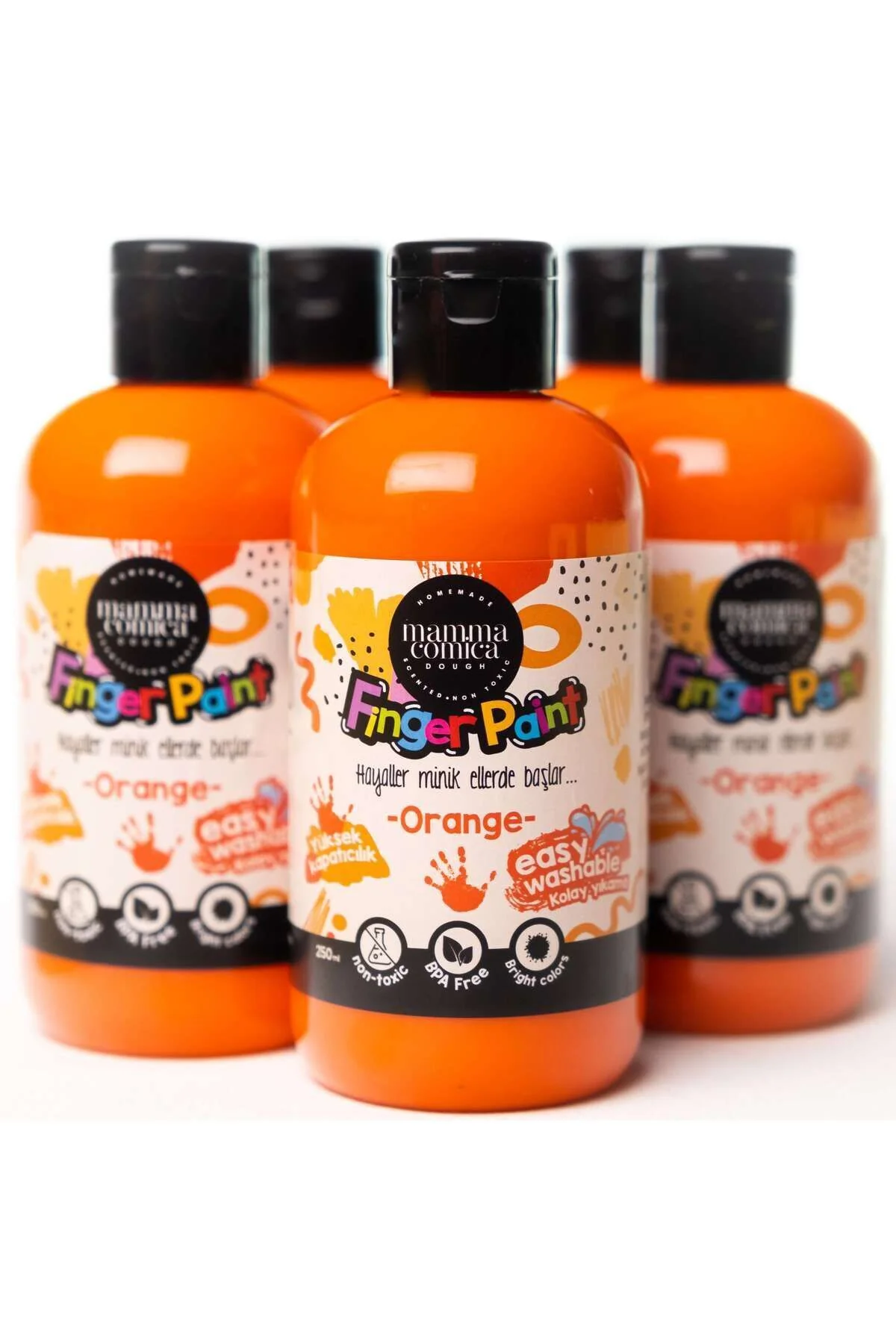 Mammacomicadough Yıkanabilir Parmak Boyası (250 ml) // Turuncu