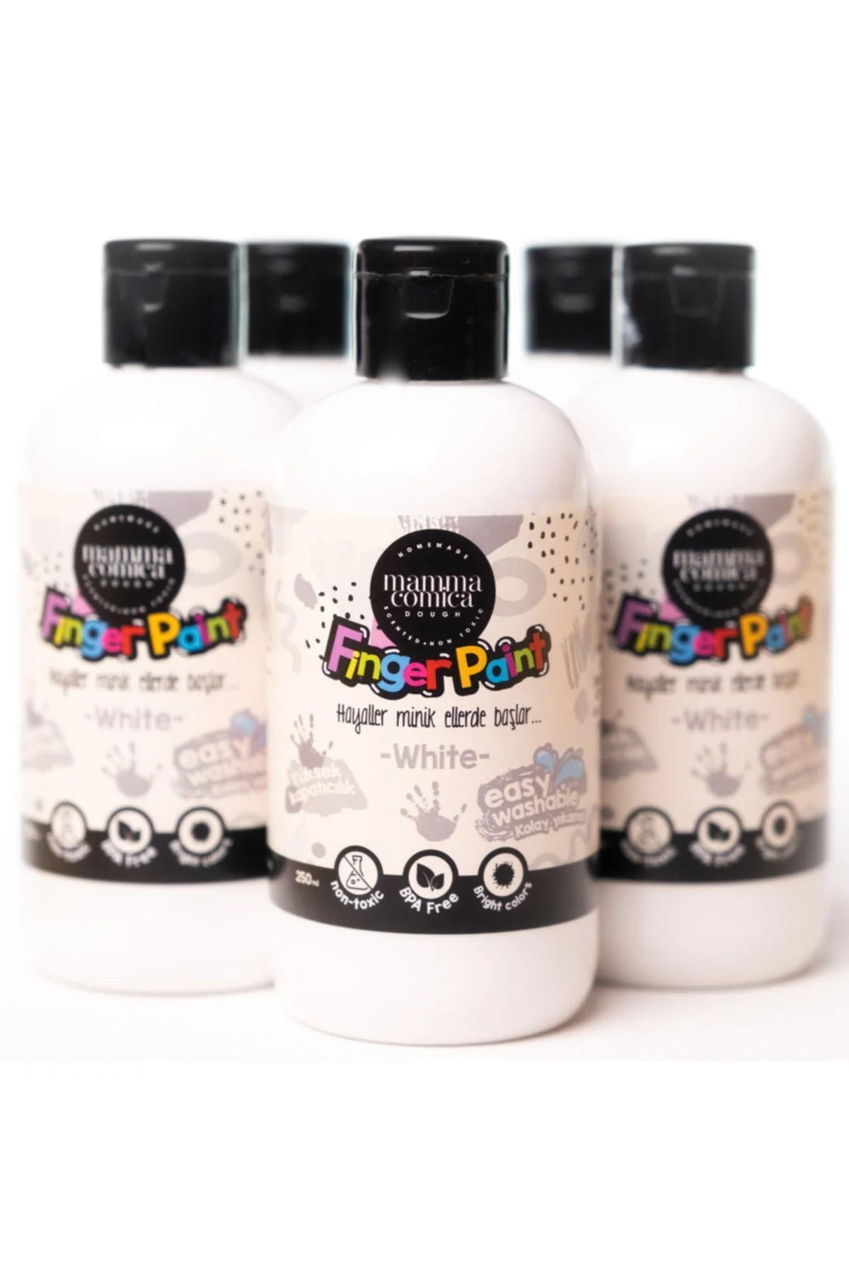 Mammacomicadough Yıkanabilir Parmak Boyası (250 ml) // Beyaz