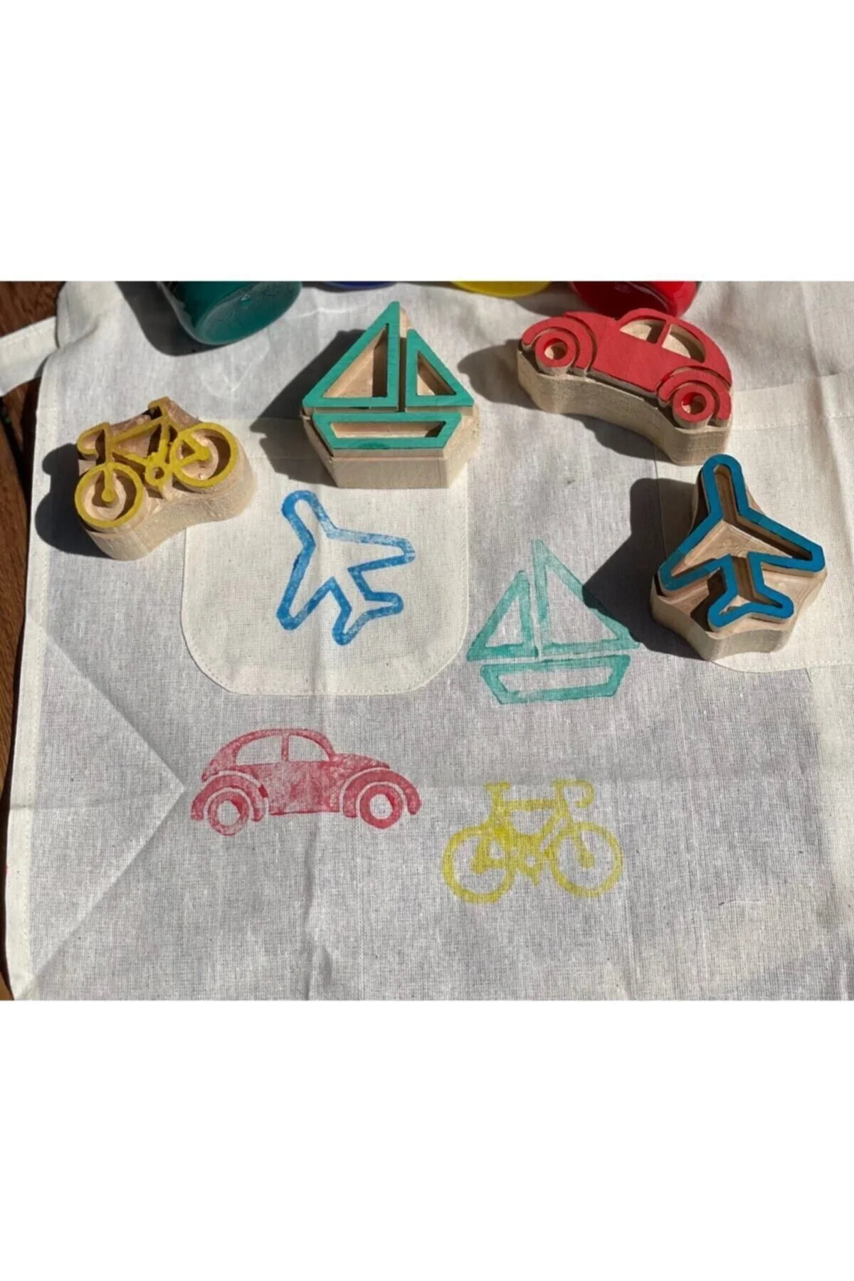 Mammacomicadough Yıkanabilir Parmak Boya & Baskı Seti // Taşıtlar