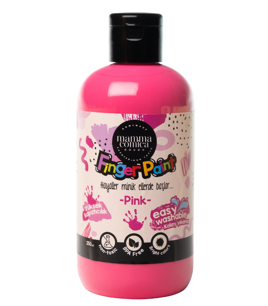 Mammacomicadough Yıkanabilir Parmak Boyası (250 ml) // Pembe