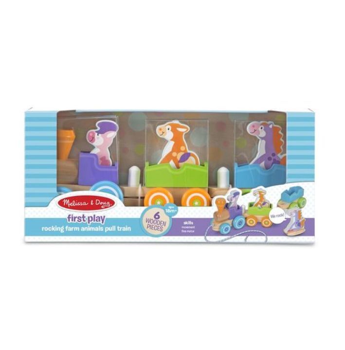 Melissa & Doug Ahşap Çek Çek Tren - Sallanan Çiftlik Hayvanları