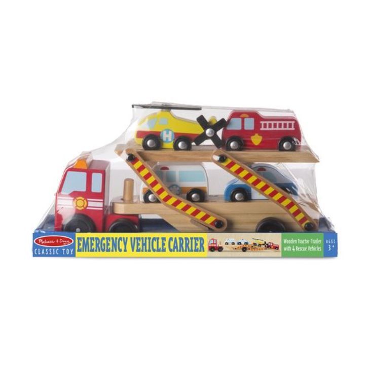 Melissa & Doug Ahşap Acil Yardım Araçları Taşıyıcı Tır