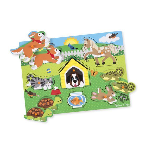 Melissa & Doug Ahşap Tutmalı Yapboz // Evcil Hayvanlar