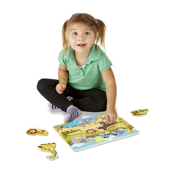 Melissa & Doug Ahşap Tutmalı Yapboz // Safari Hayvanları