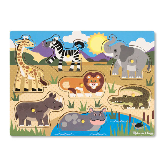 Melissa & Doug Ahşap Tutmalı Yapboz // Safari Hayvanları