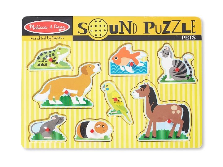 Melissa & Doug Ahşap Sesli Yapboz // Evcil Hayvanlar