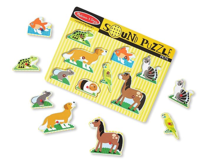 Melissa & Doug Ahşap Sesli Yapboz // Evcil Hayvanlar