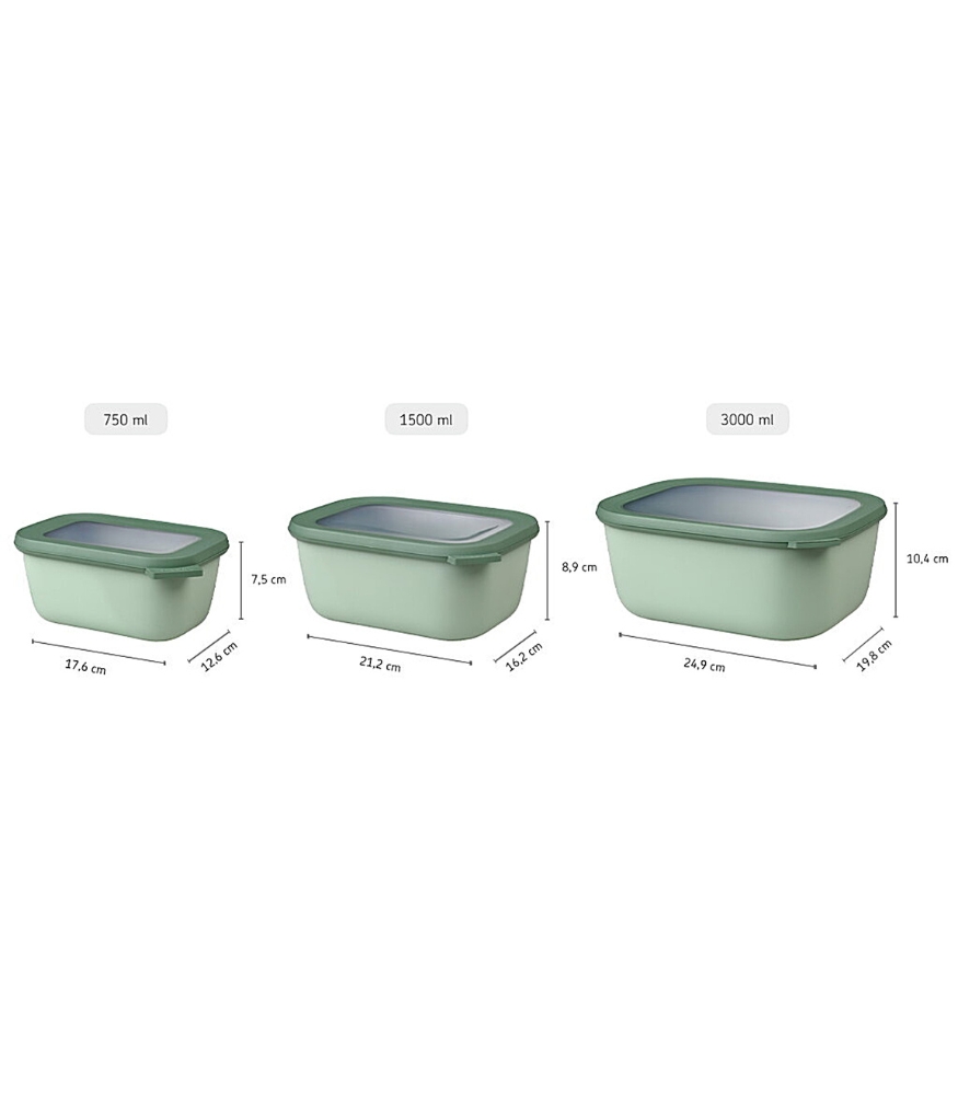 Mepal Set Cirqula Rectangular (750+1500+3000 ml) // Nordic Sage