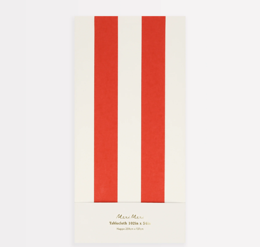 Meri Meri Parti Masa Örtüsü // Çizgili Kırmızı