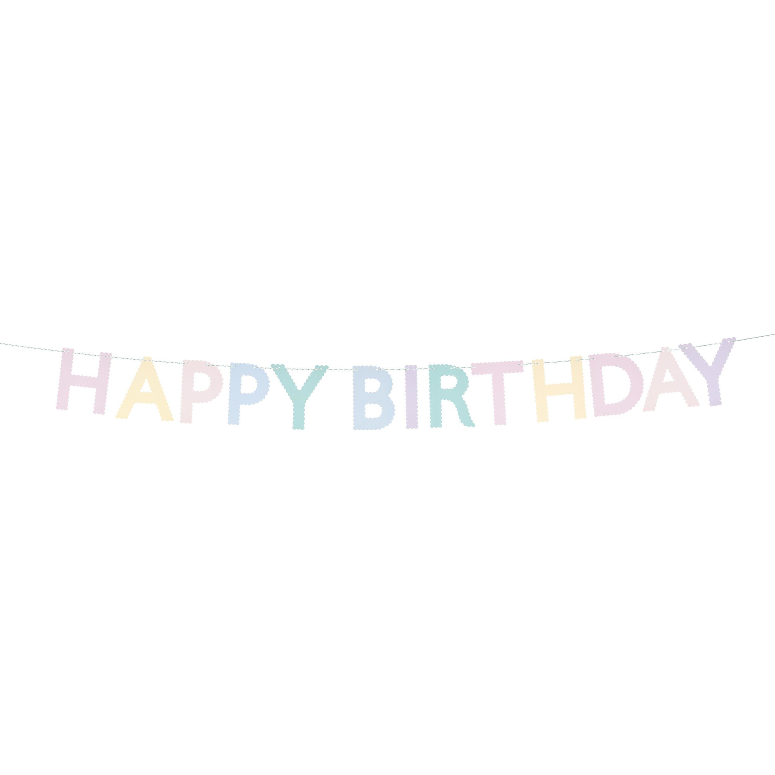 Meri Meri Asılan Süs // Tırtıklı Pastel Happy Birthday