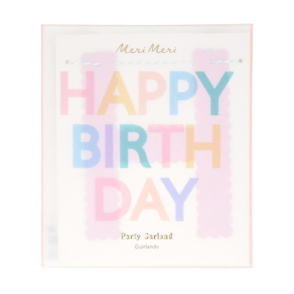 Meri Meri Asılan Süs // Tırtıklı Pastel Happy Birthday