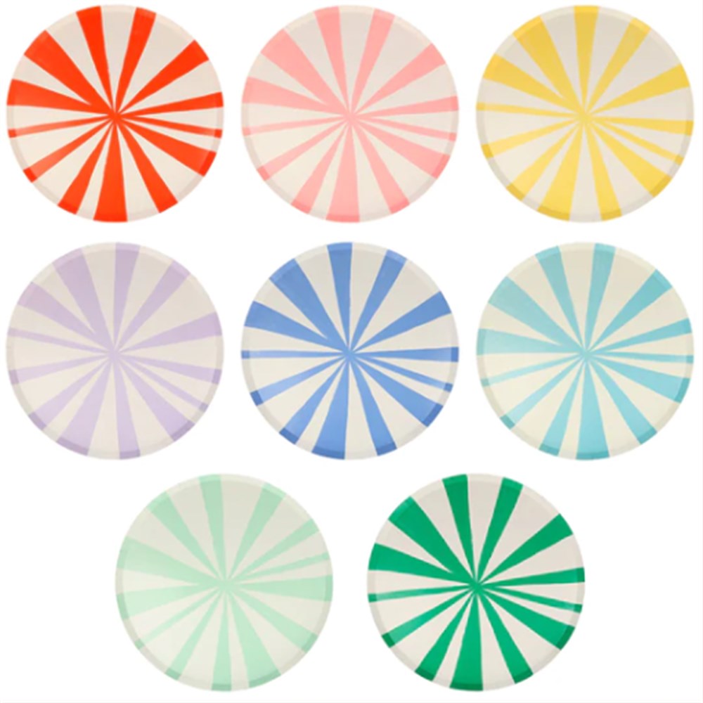 Meri Meri Parti Tabak (L) // Karışık Renkli Çizgili