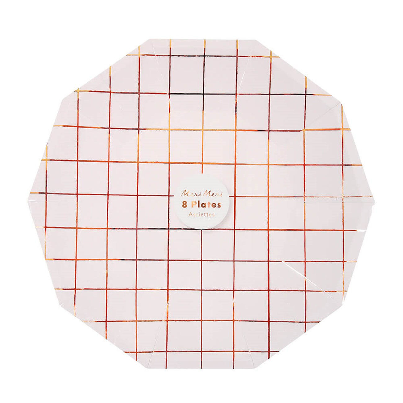 Meri Meri Parti Tabak // (L) Pembe Altın Çizgili