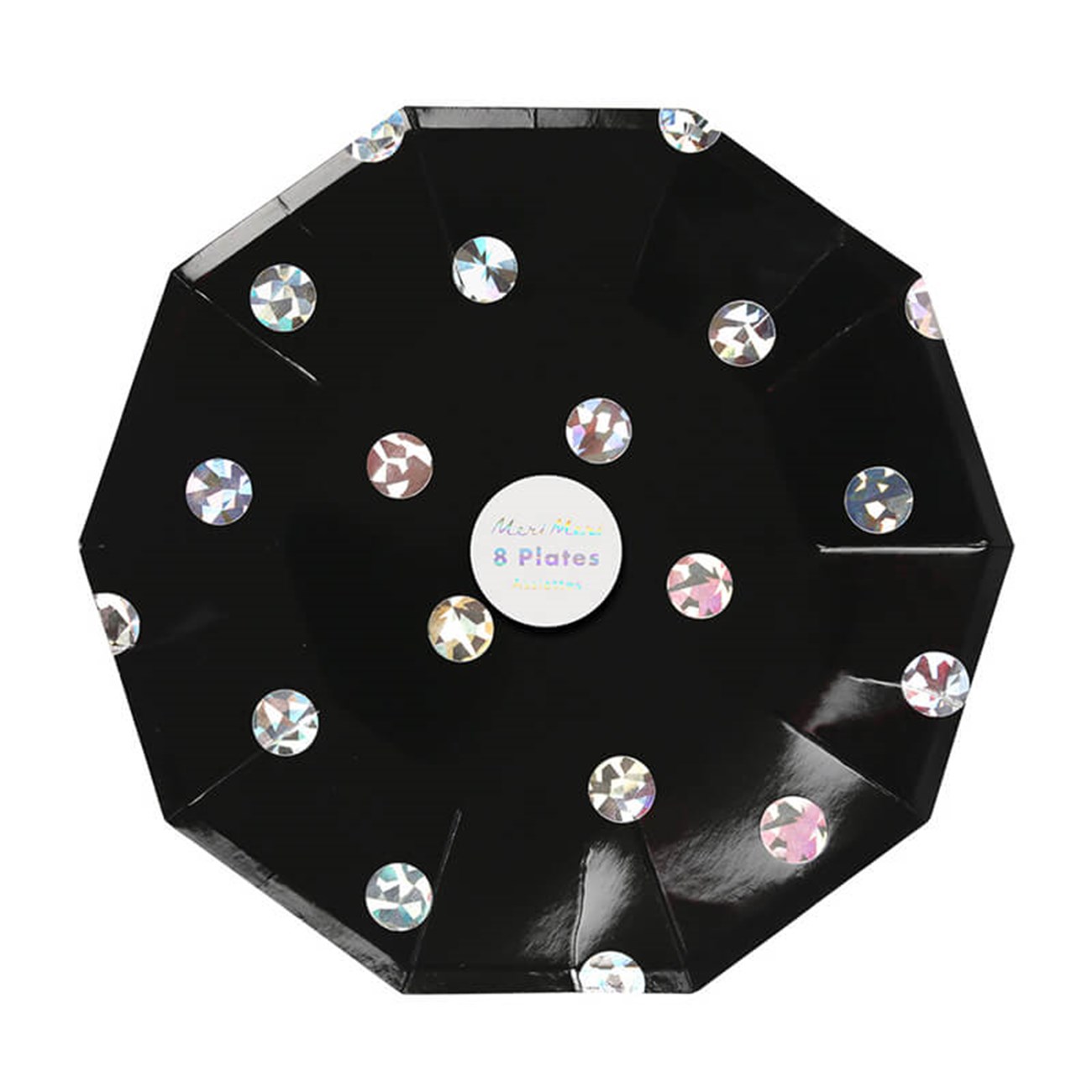 Meri Meri Parti Tabak (L) // Siyah Holografik Nokta