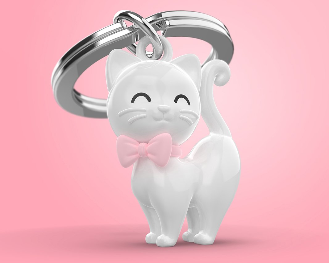 Metalmorphose Anahtarlık // Beyaz Kedi