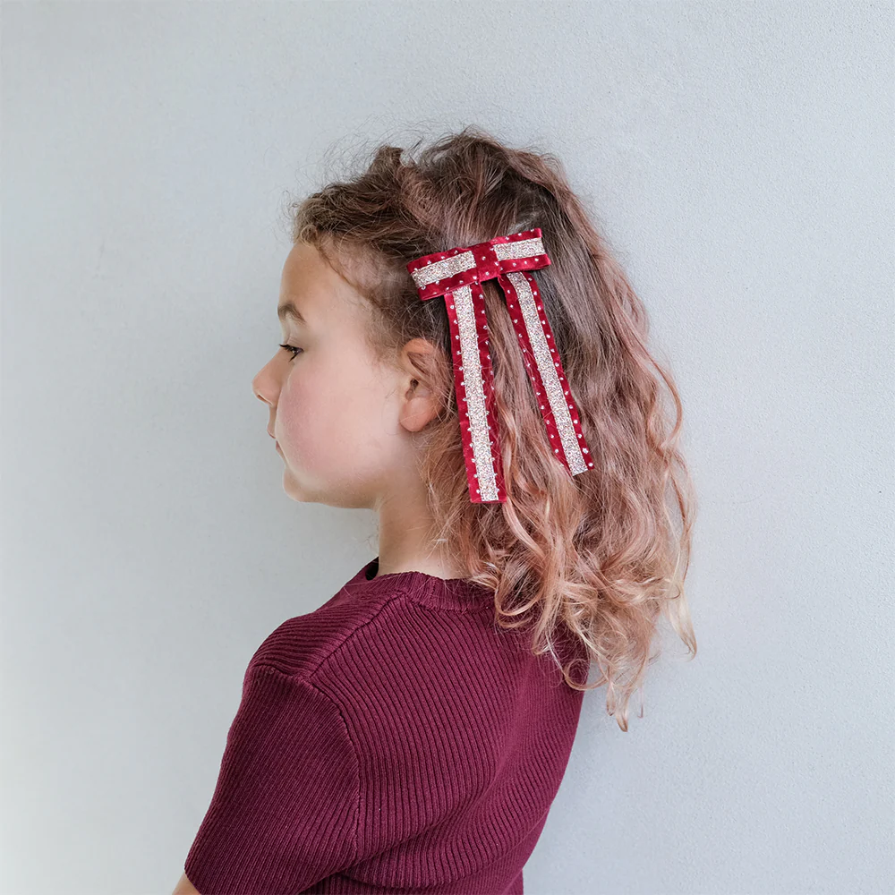 Mimi & Lula Saç Toka Glitter Bow // Red