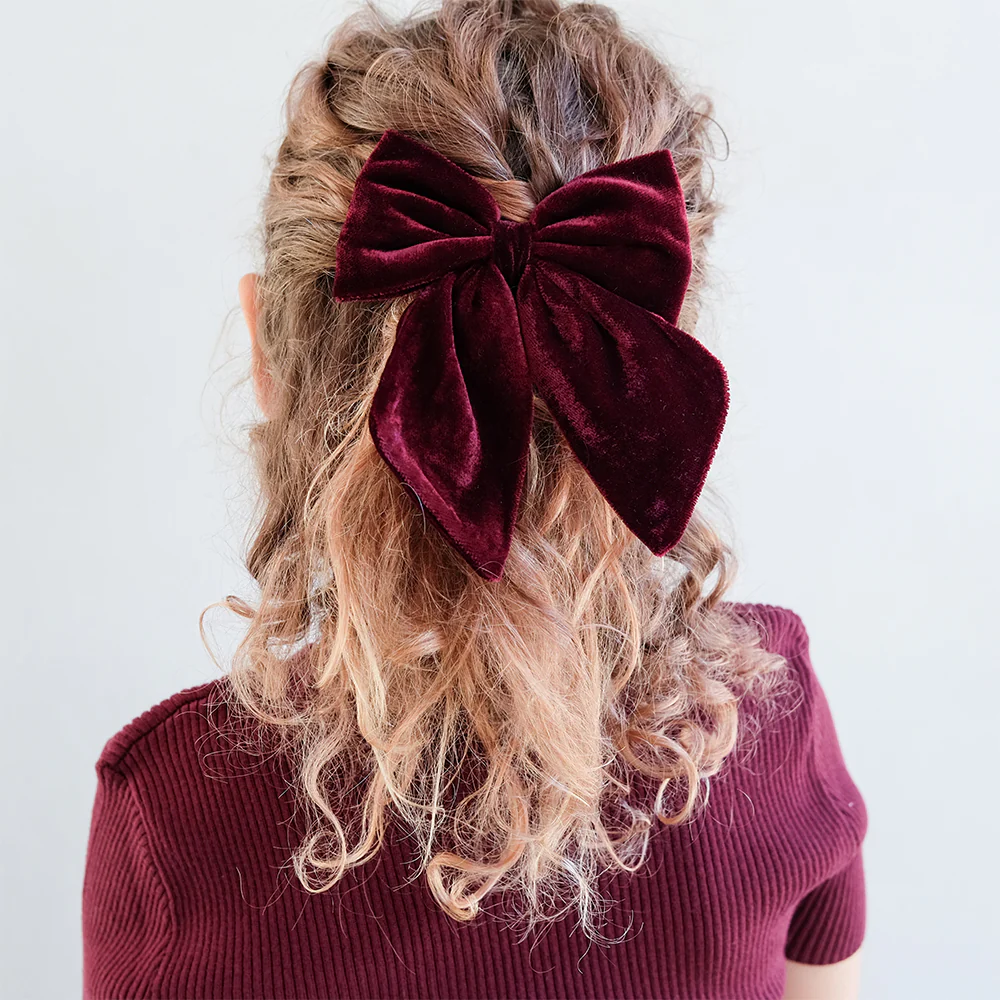 Mimi & Lula Sa&ccedil; Toka Set (2 Adet) // Tartan Agnes Bow - Red