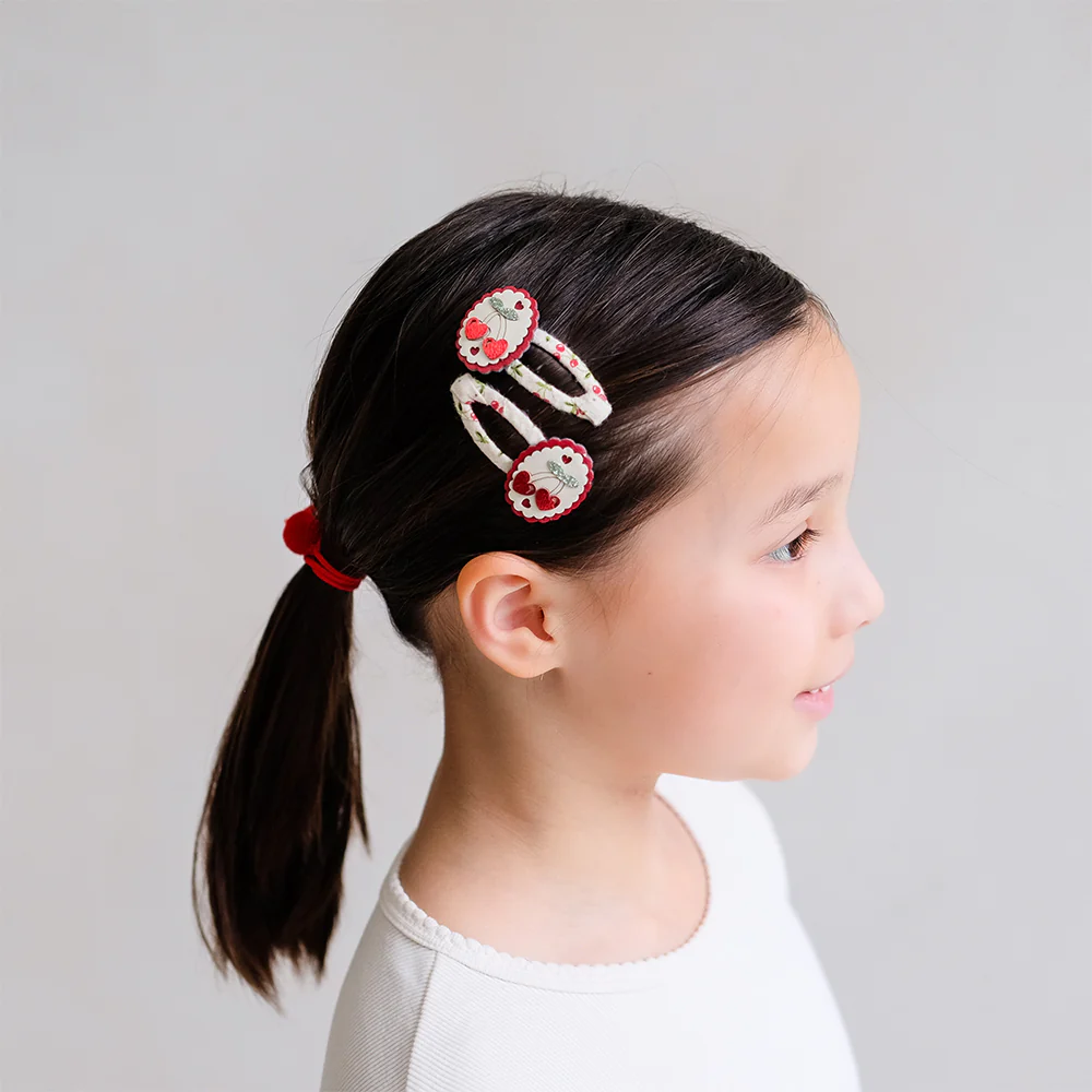 Mimi & Lula Sa&ccedil; Toka Set (2 Adet) // Scallop Framed Cherries