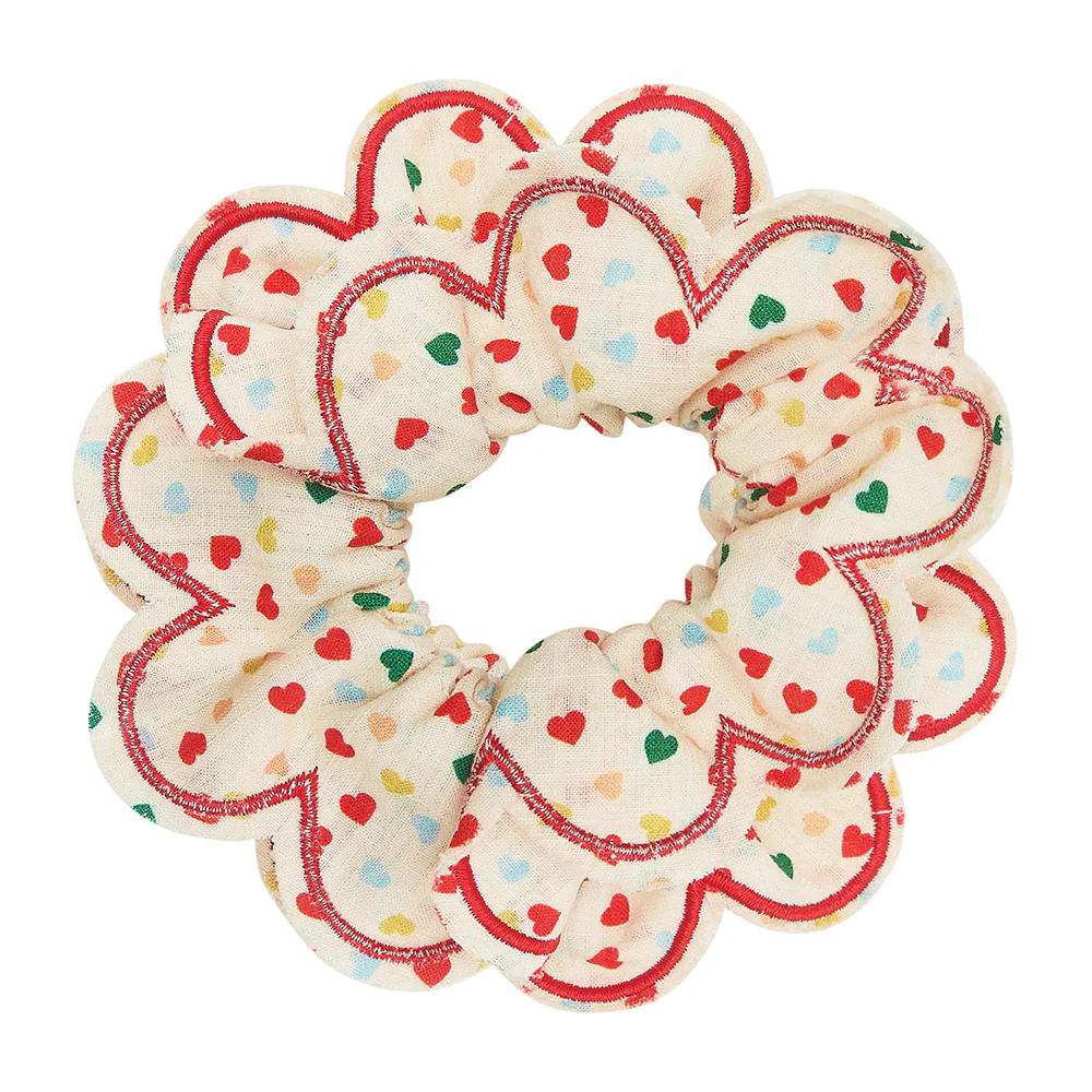 Mimi & Lula Scrunchie Lastik Toka // Heart Print Scalloped