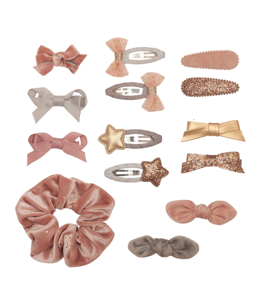 Mimi & Lula Yılbaşı Çoraplı Saç Toka Seti // Pembe