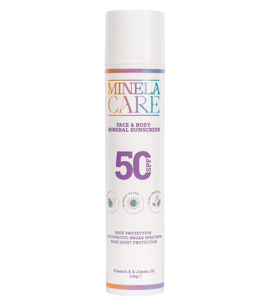 Minela Care 100% Organik Mineral Filtreli Yüz ve Vücut Güneş Kremi (50 SPF)