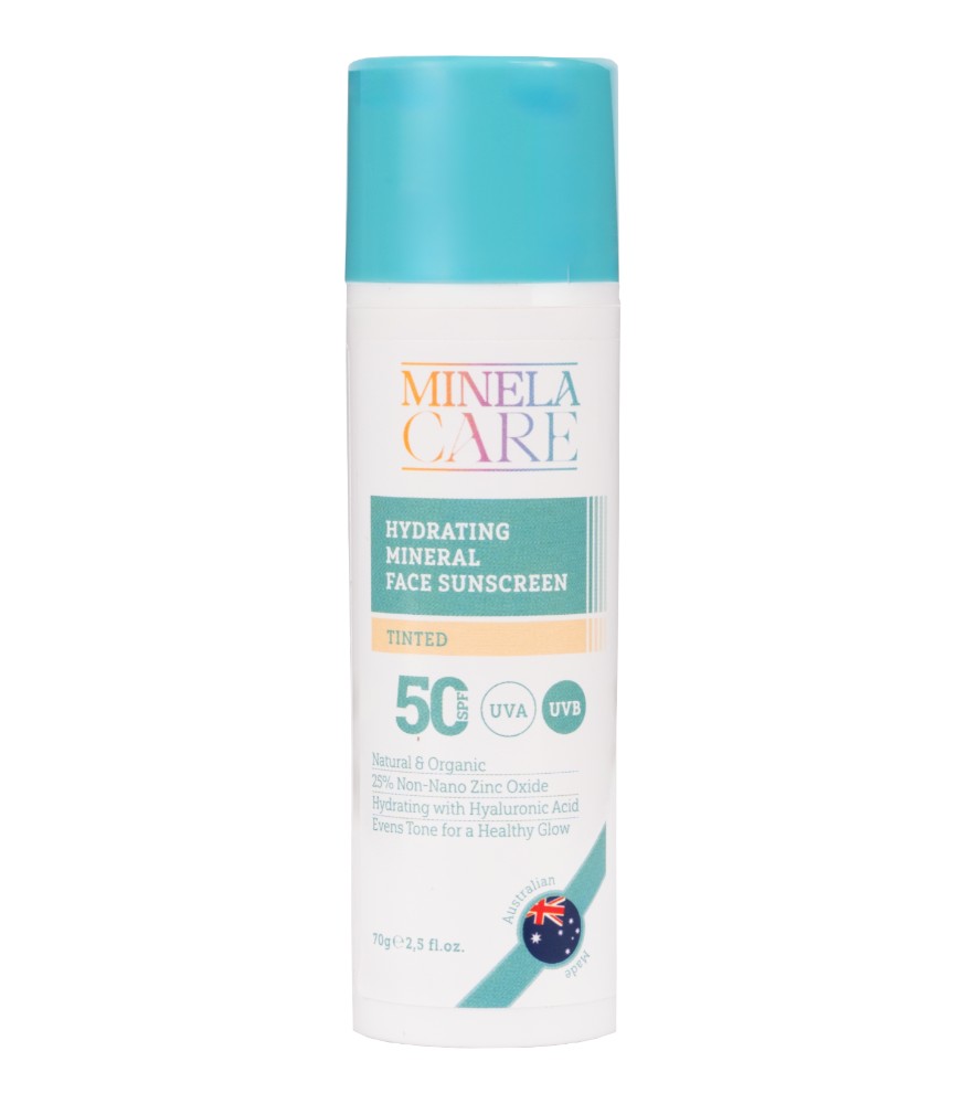 Minela Care 100% Organik Mineral Filtreli Nemlendirici Renkli Y&uuml;z G&uuml;neş Kremi (50 SPF)