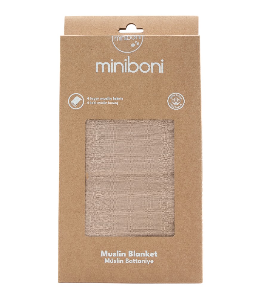 Miniboni M&uuml;slin Battaniye (110 x 120 cm) // Beige