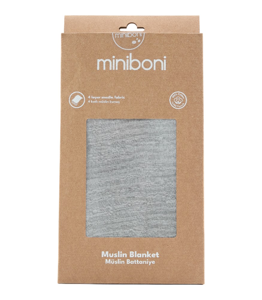 Miniboni M&uuml;slin Battaniye (110 x 120 cm) // Grey