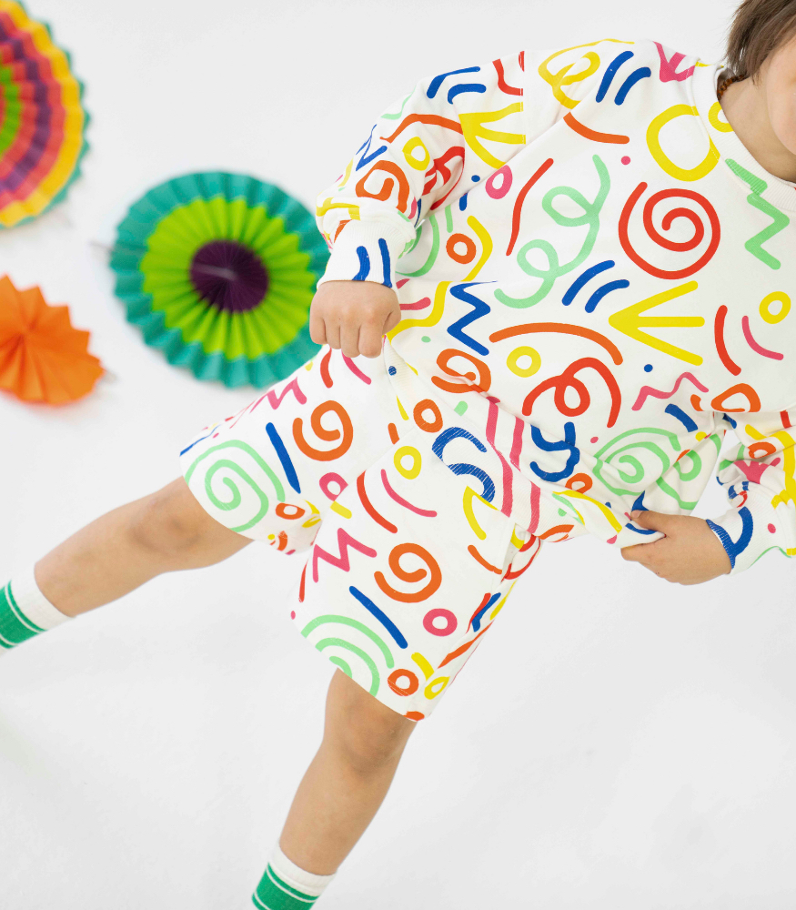 Miniliq Rengarenk Bisiklet Yaka Çocuk Eşofman Üstü