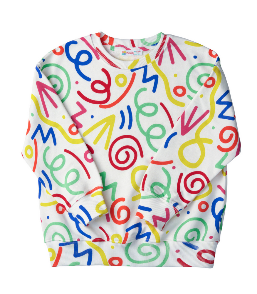 Miniliq Rengarenk Bisiklet Yaka Çocuk Eşofman Üstü