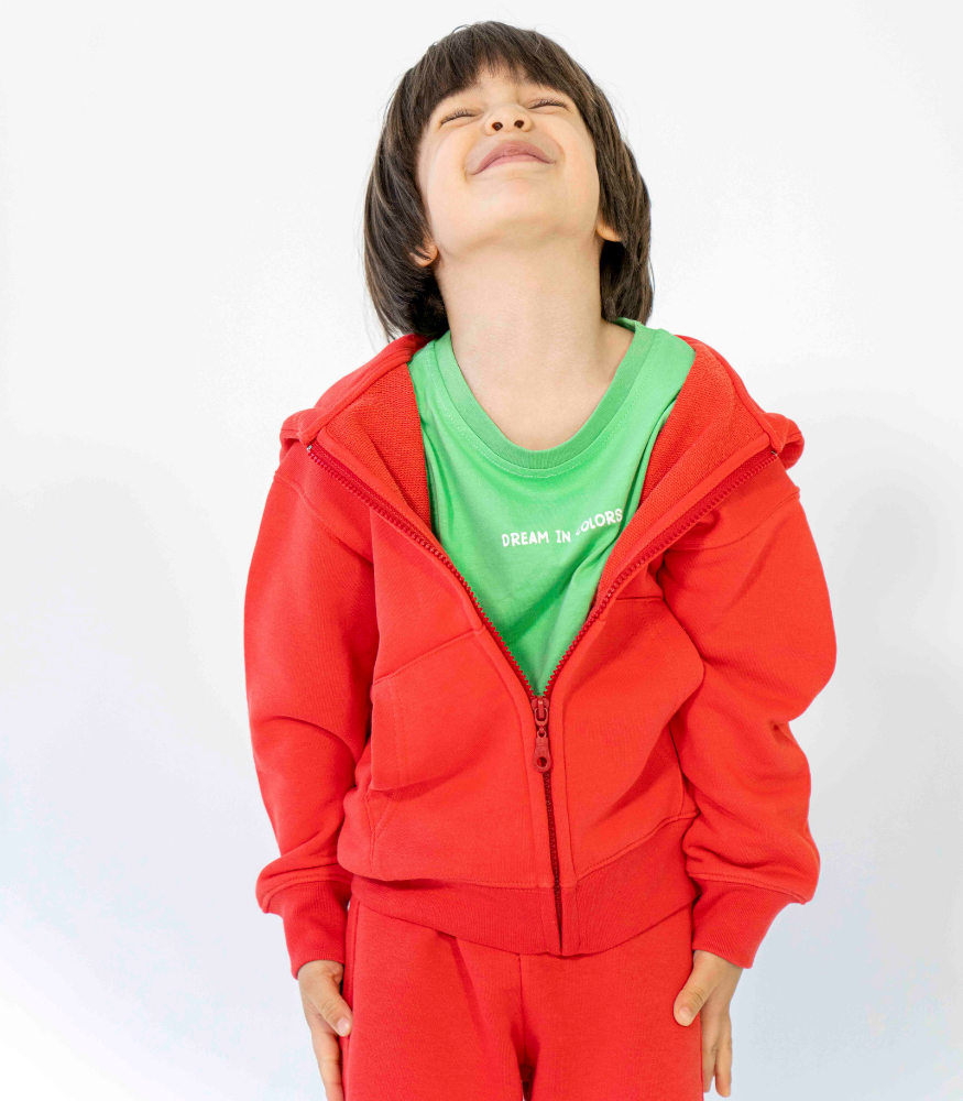 Miniliq Fermuarlı Kapüşonlu Eşofman Üstü // Cherry