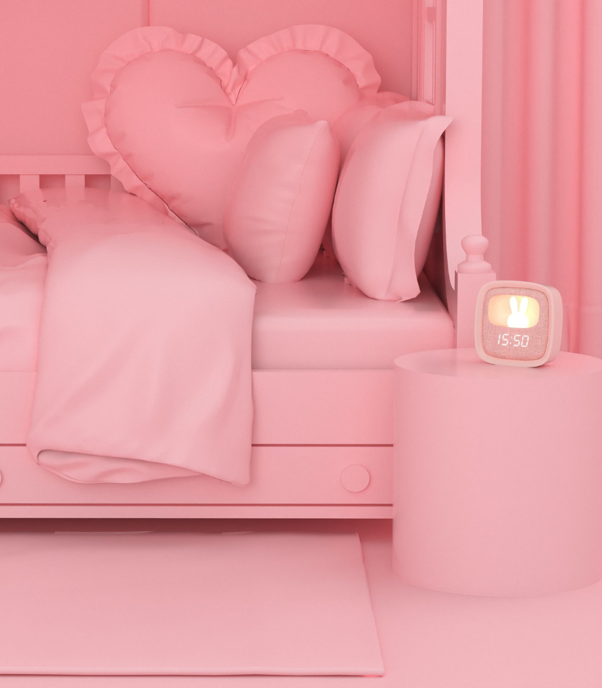 MOB Billy Tavşan Masaüstü Saat ve Gece Lambası // Pembe