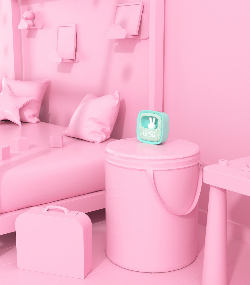 MOB Billy Tavşan Masaüstü Saat ve Gece Lambası // Turkuaz