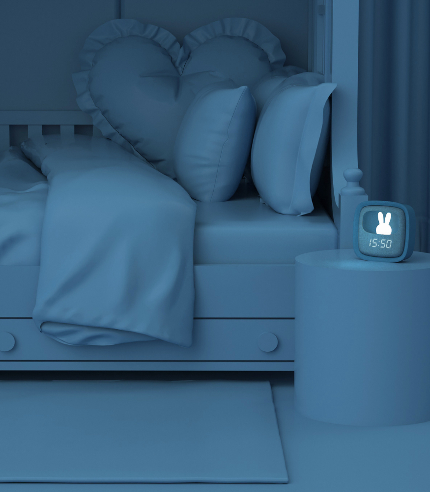 MOB Billy Tavşan Masaüstü Saat ve Gece Lambası // Mavi