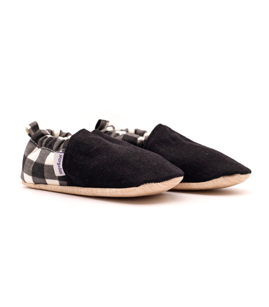 Morgedan Kaydırmaz İlk Adım Patik // Siyah - Ekose