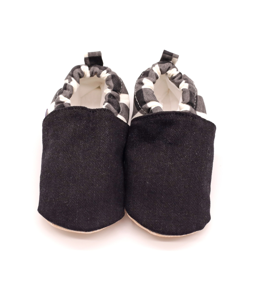 Morgedan Kaydırmaz İlk Adım Patik // Siyah - Ekose