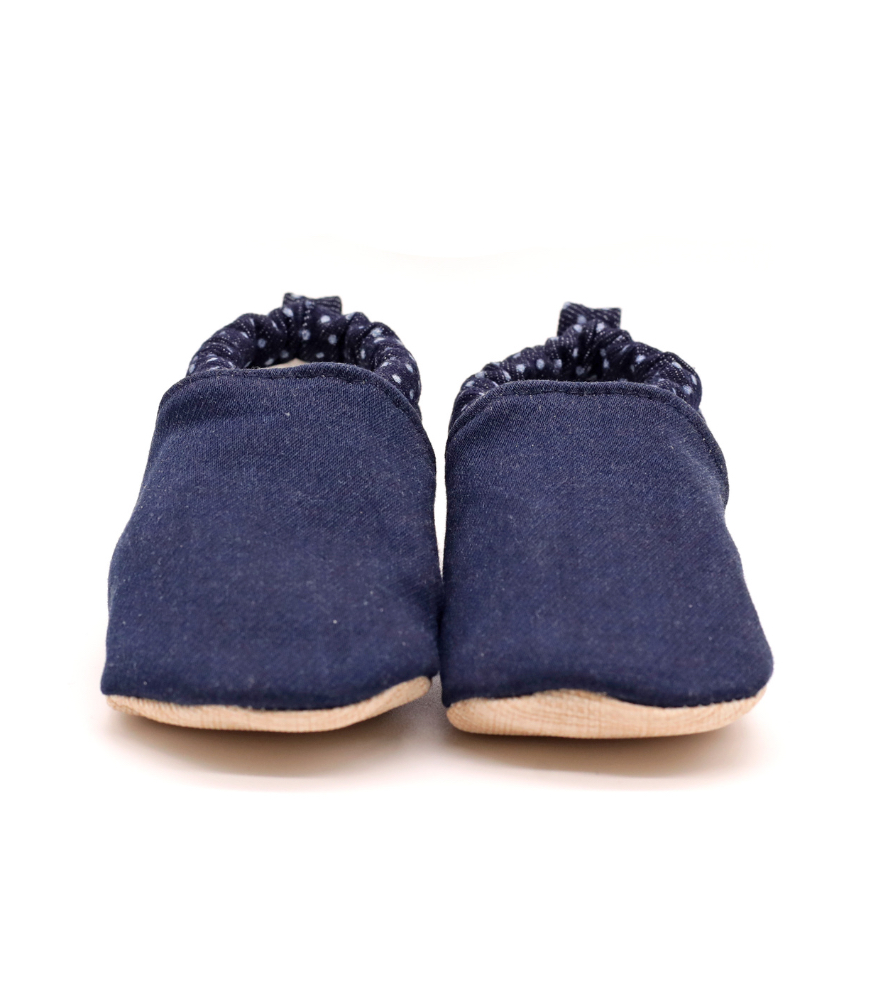 Morgedan Kaydırmaz İlk Adım Patik // Lacivert Denim - Puantiye