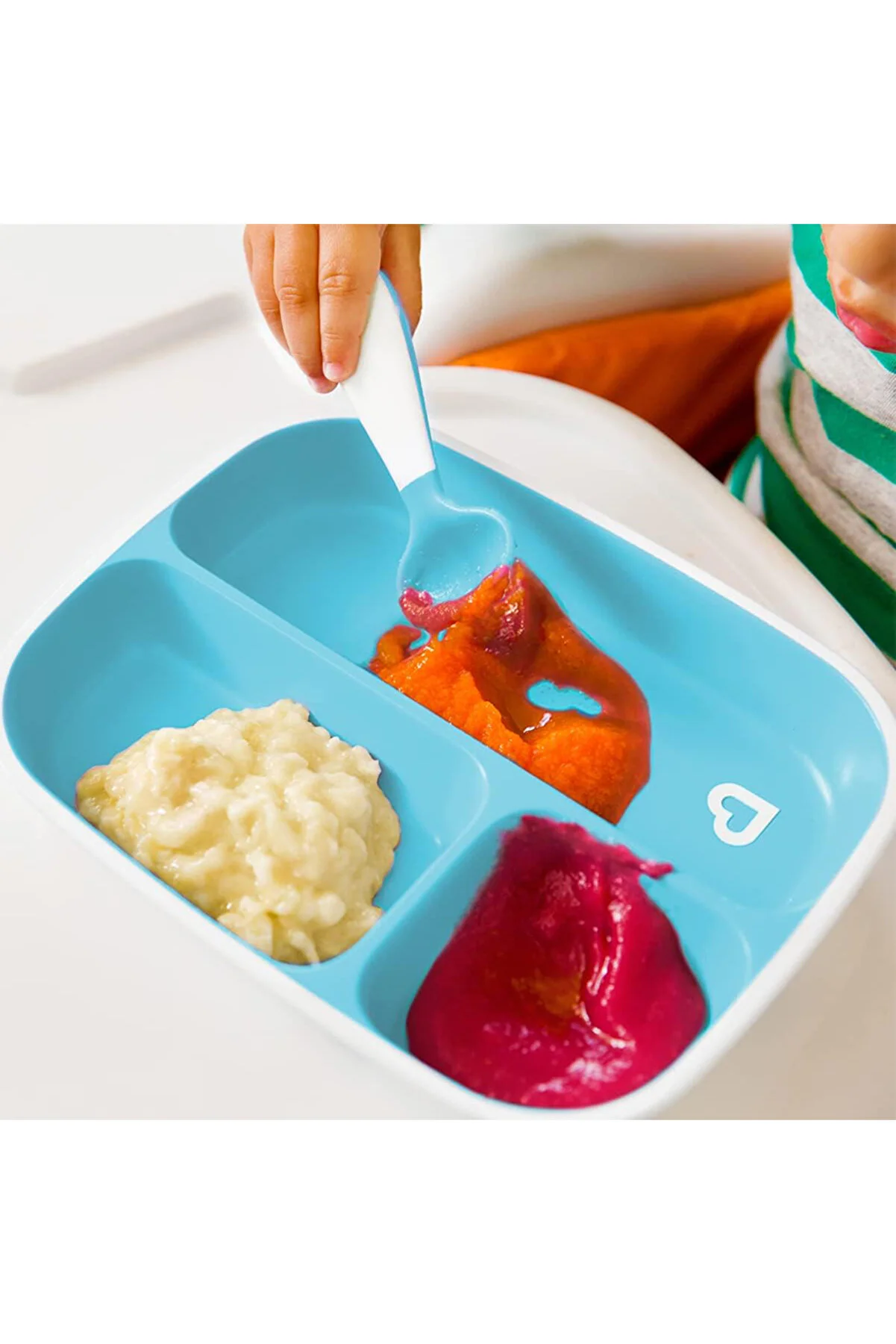 Munchkin Sıçrama Engelleciyi Bölmeli Tabak // Yeşil - Mavi