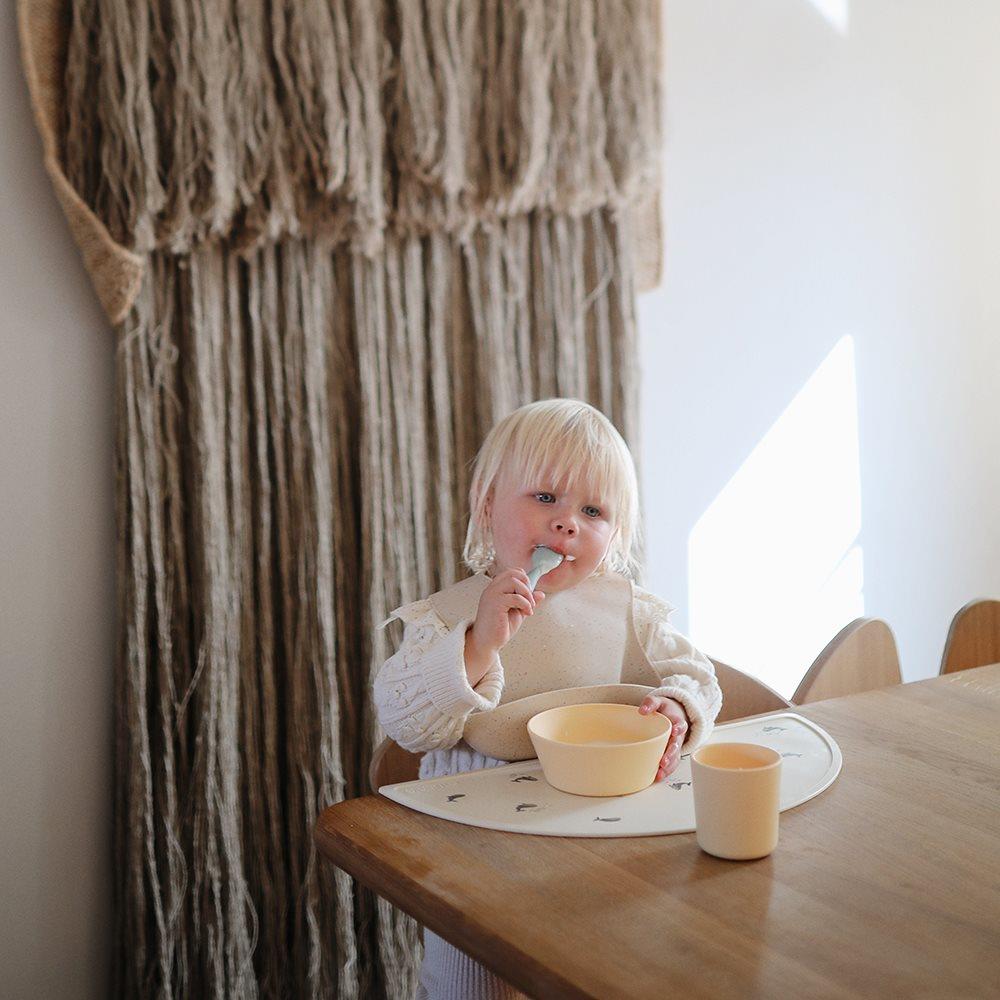 Mushie Başlangıç Silikon Kaşık Set // Cambridge Blue - Shifting Sand