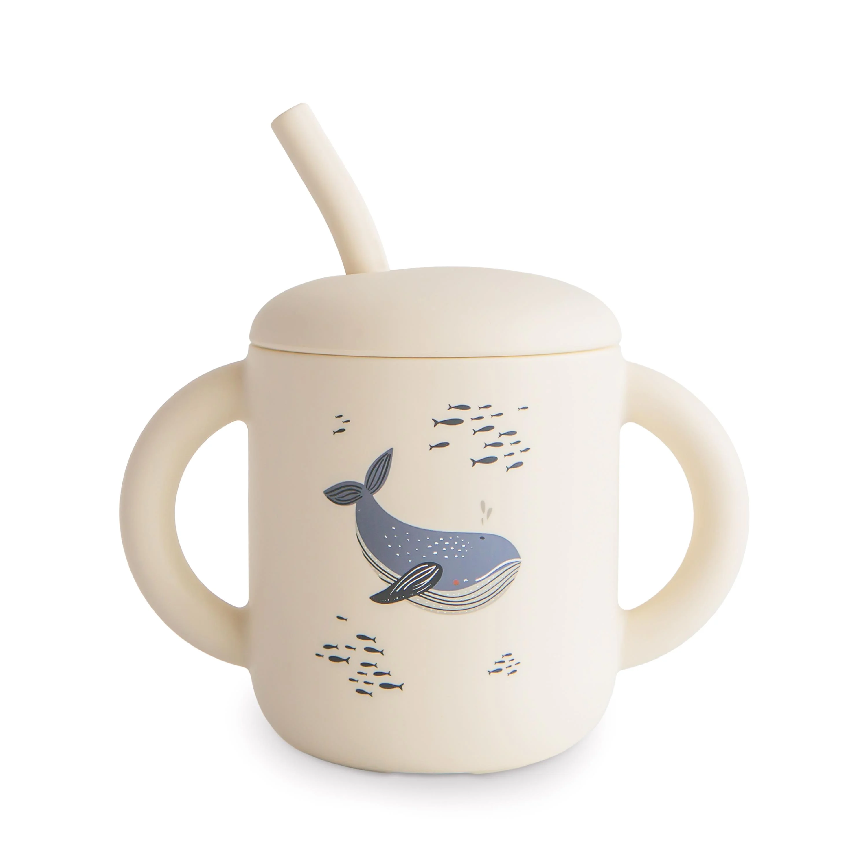 Mushie Pipetli Silikon Alıştırma Bardağı // Whales