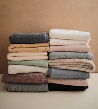 Mushie Organik Pamuk Bebek Battaniyesi // Pointelle Gray Melange