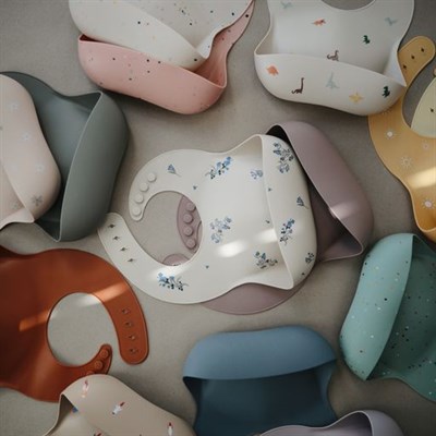 Mushie Silikon Mama Önlük // Lilac Flowers